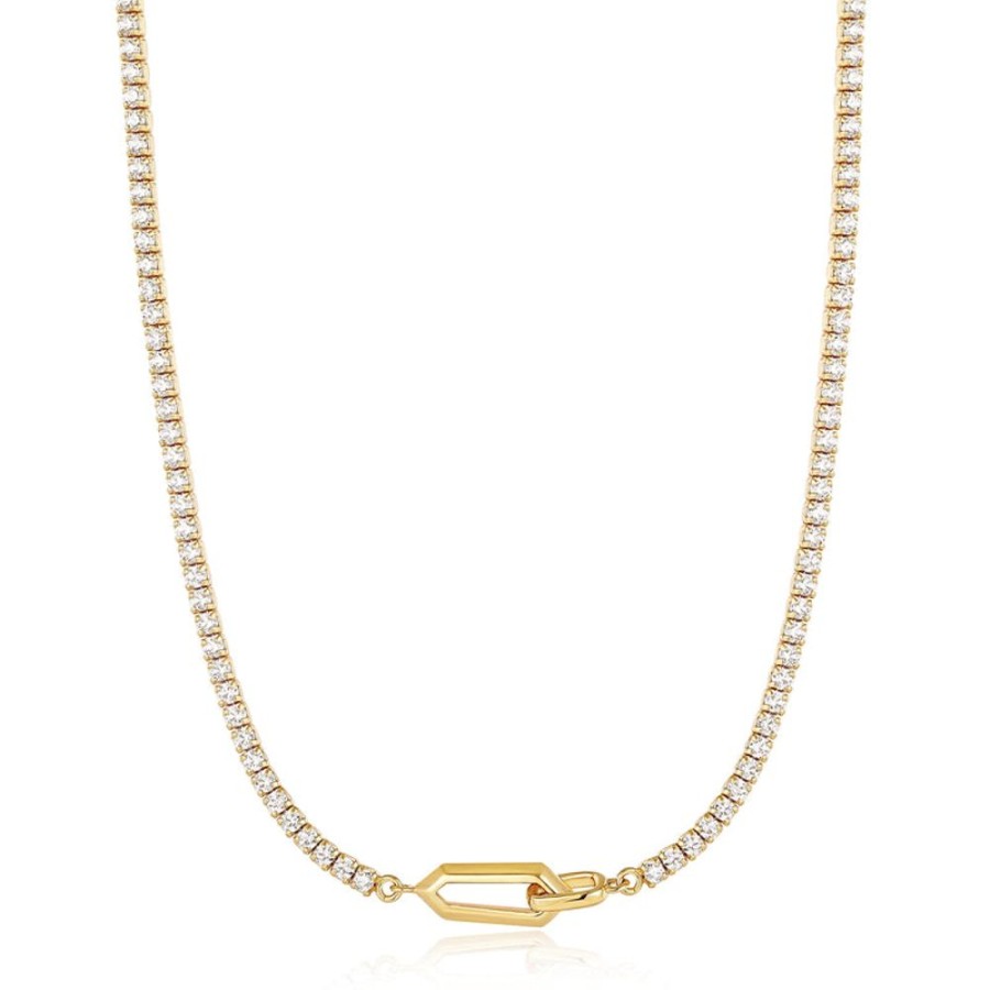 Jewellery Ania Haie | Gold Sparkle Chain Interlock Necklace