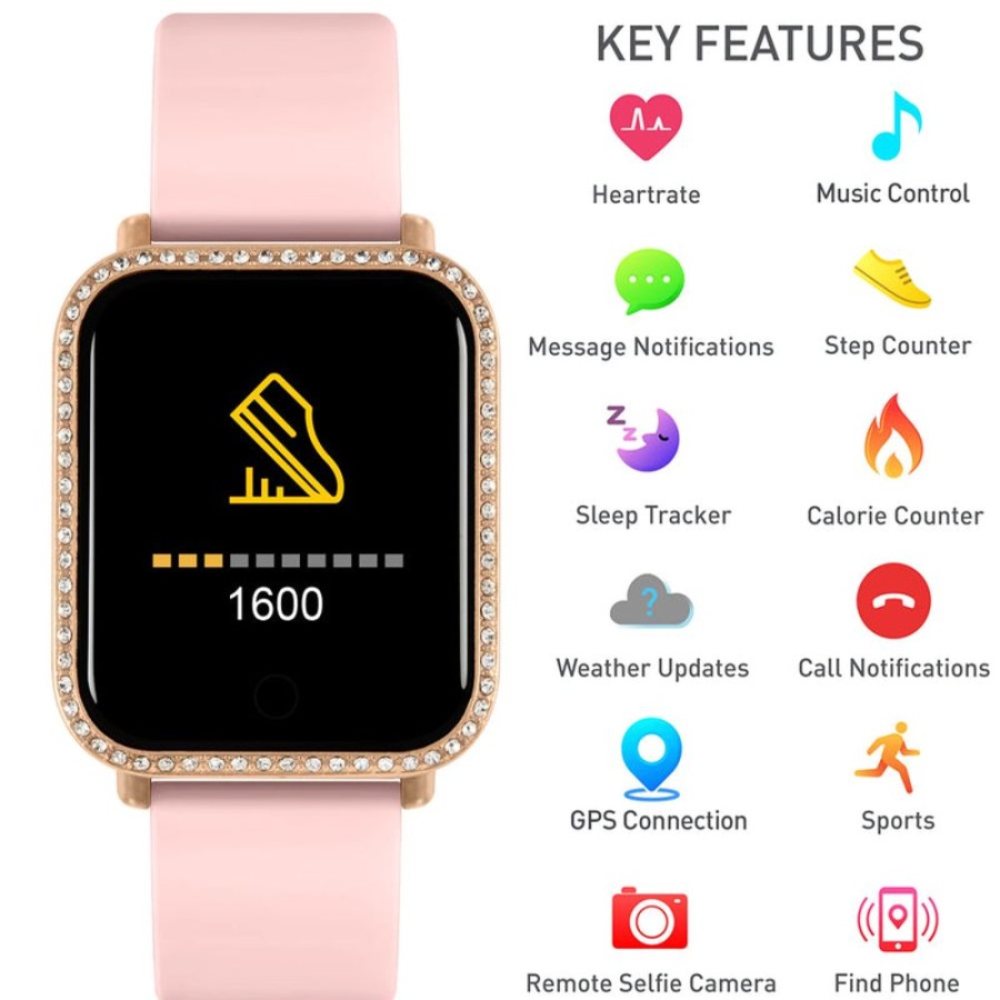 Watches Reflex Active | Series 6 Pink Crystal Smart Watch