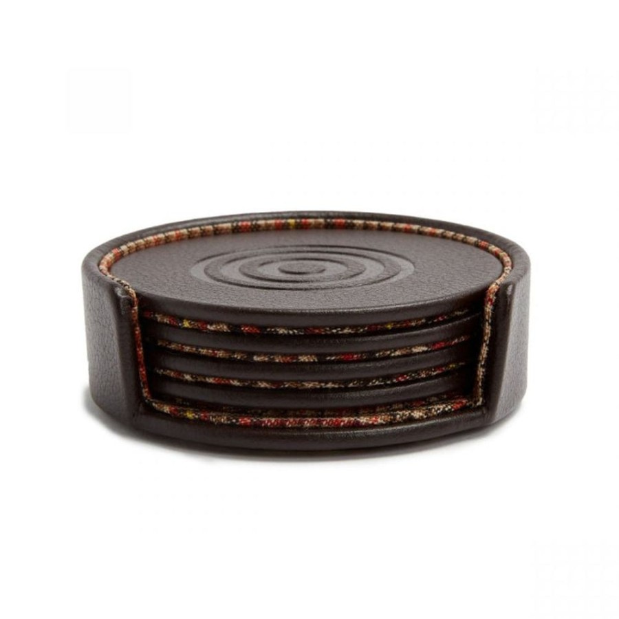 Accessories Wolf | Wm Brown Set Of 4 Coasters With Case