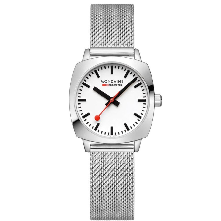 Watches Mondaine | Cushion Stainless Steel Watch