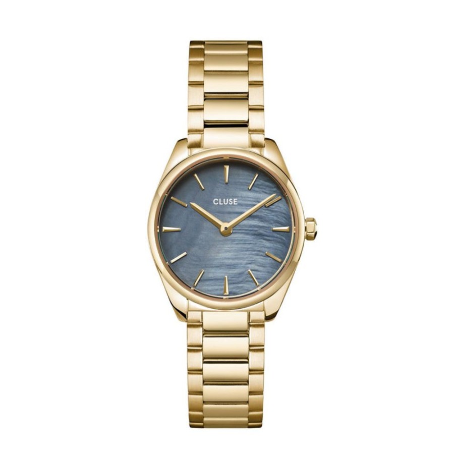 Watches Cluse | Cluse Feroce Mini Blue Pearl/Gold Link Watch