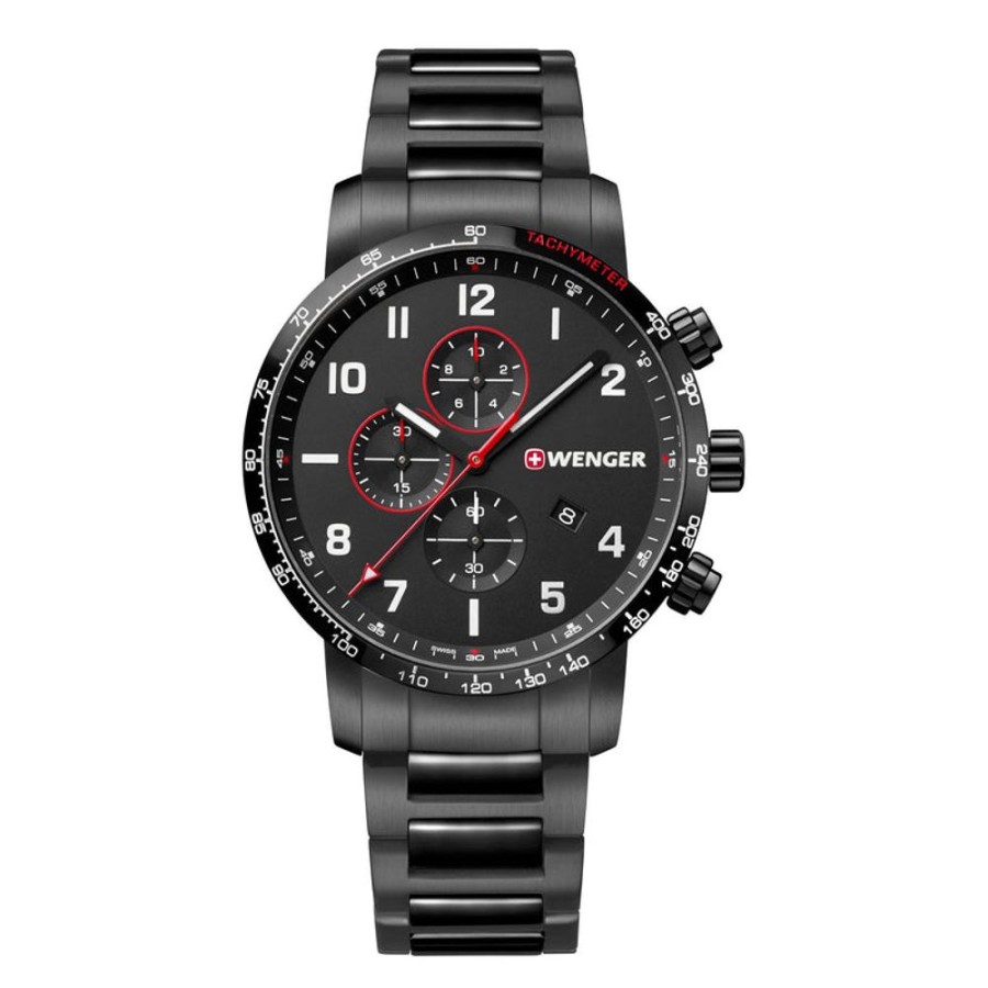 Watches Wenger | Attitude Chrono Black Dial Stainless Steel Watch