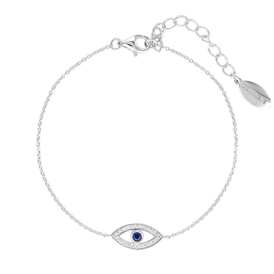 Jewellery Georgini | Georgini Rock Star Blue Evil Eye Silver Bracelet