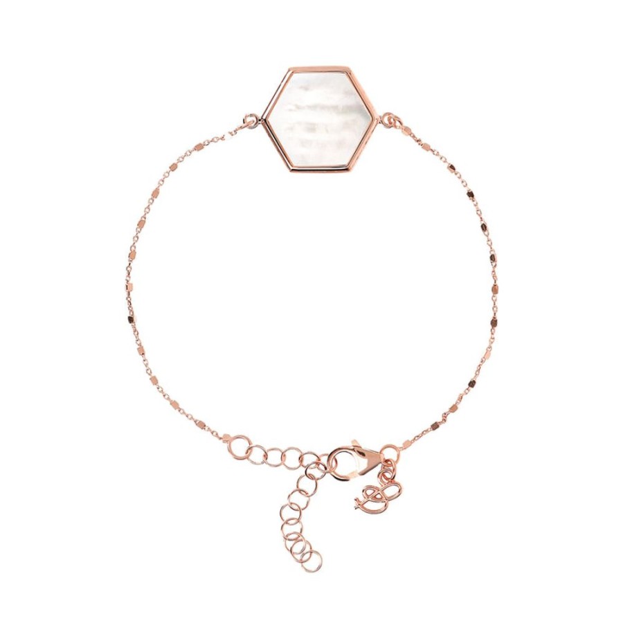 Jewellery Bronzallure | Cube Chain White Moonstone Bracelet With Hexagon