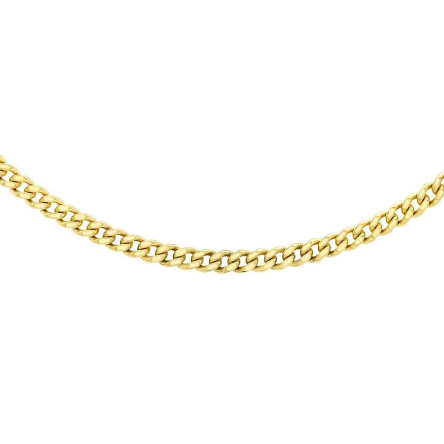 Jewellery Diamonds by WD | 9K Yellow Gold Solid Diamond Cut Curb Chain 45-50Cm