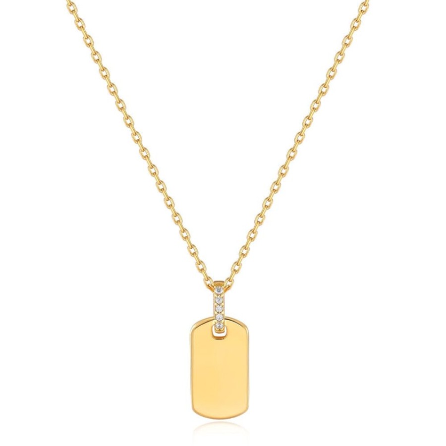 Jewellery Ania Haie | Gold Glam Tag Pendant Necklace