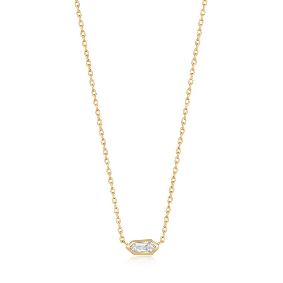 Jewellery Ania Haie | Gold Sparkle Emblem Chain Necklace