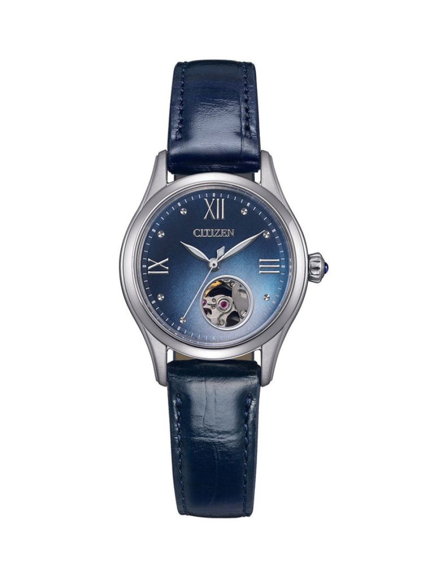 Watches Citizen | Automatic Blue Dial Leather Strap Watch