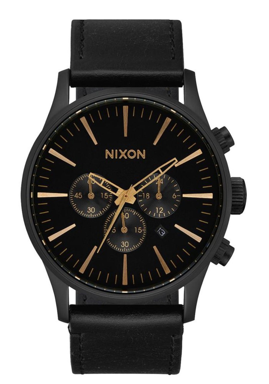 Watches Nixon | Sentry Chrono Leather Black Dial