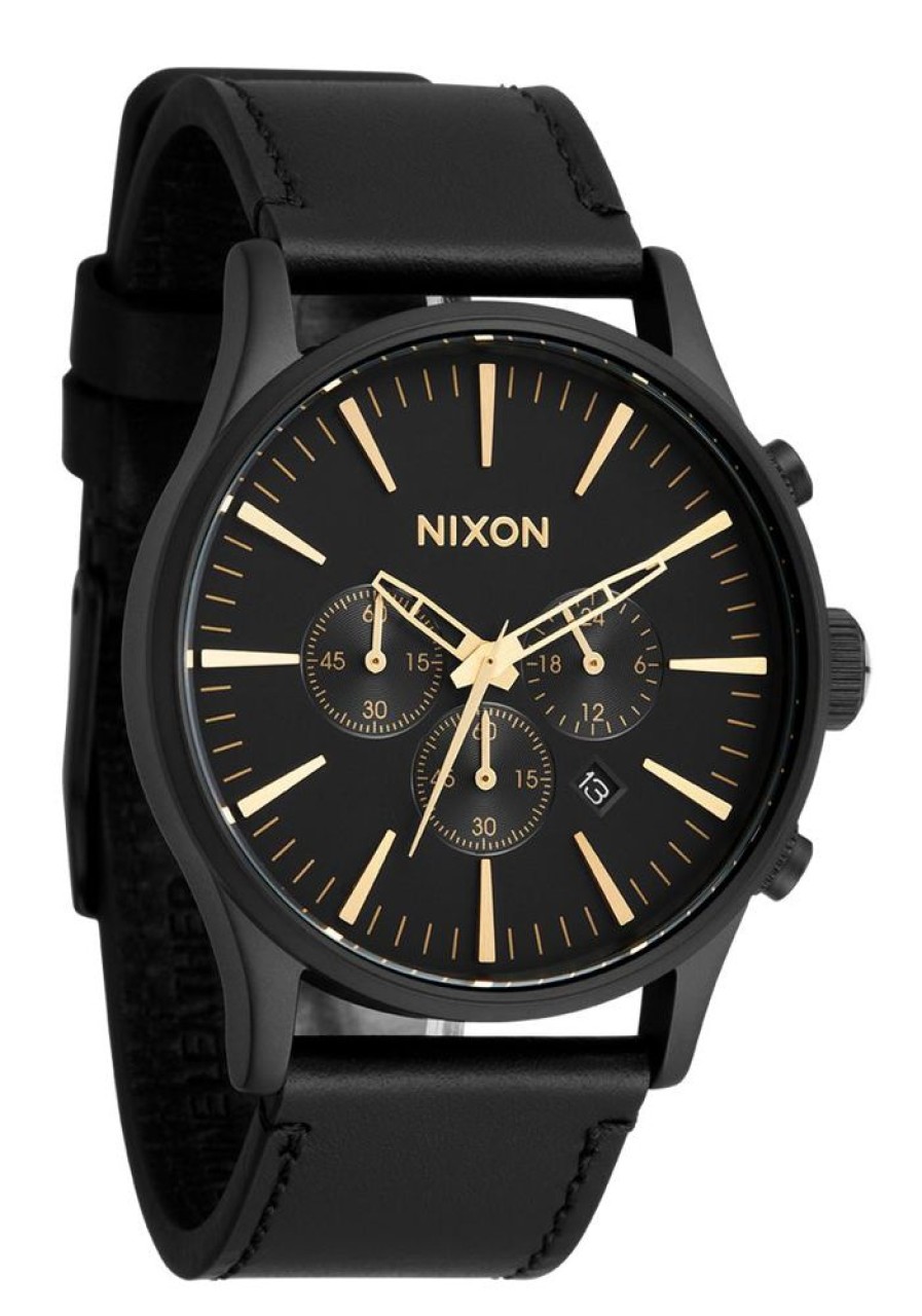 Watches Nixon | Sentry Chrono Leather Black Dial