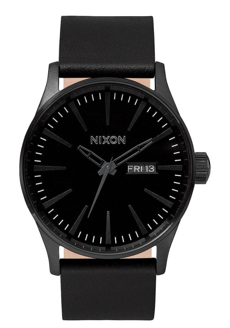 Watches Nixon | Sentry Leather Black Dial