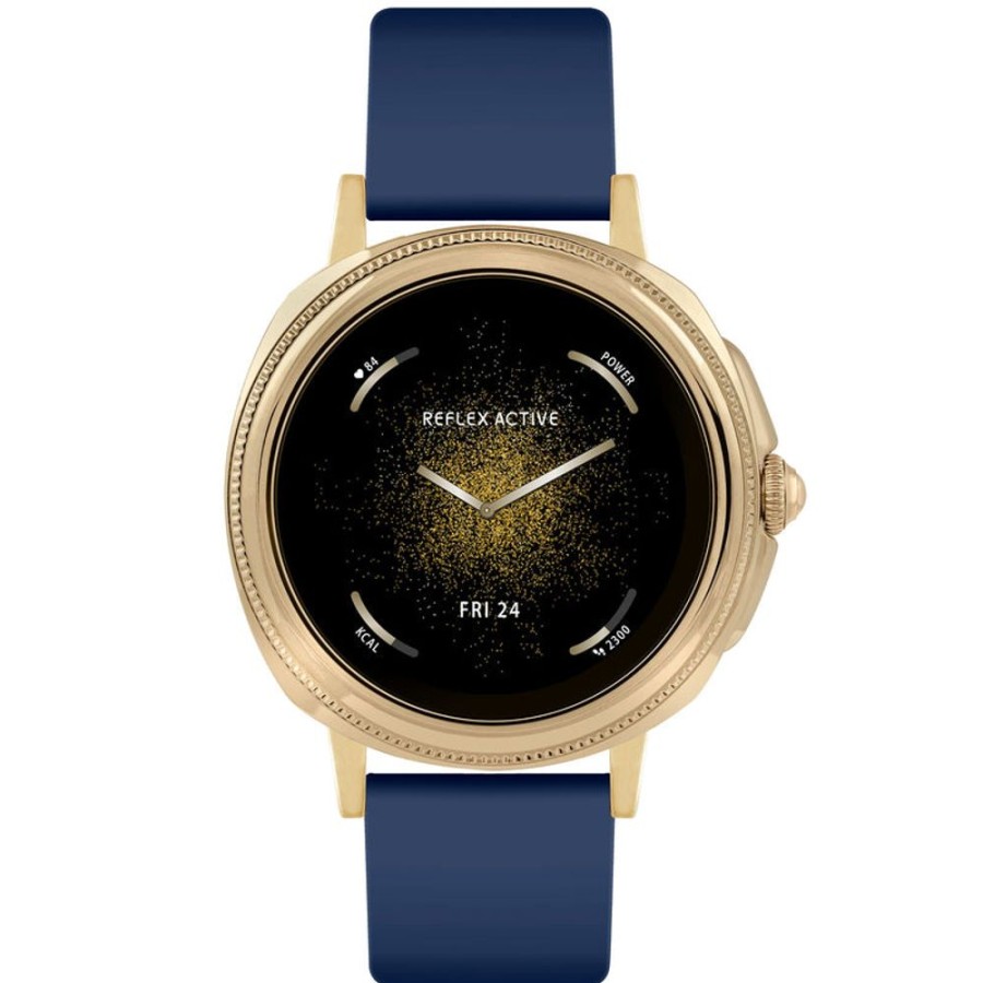 Watches Reflex Active | Series 25 - Gold Case & Navy Silicon Strap Watch