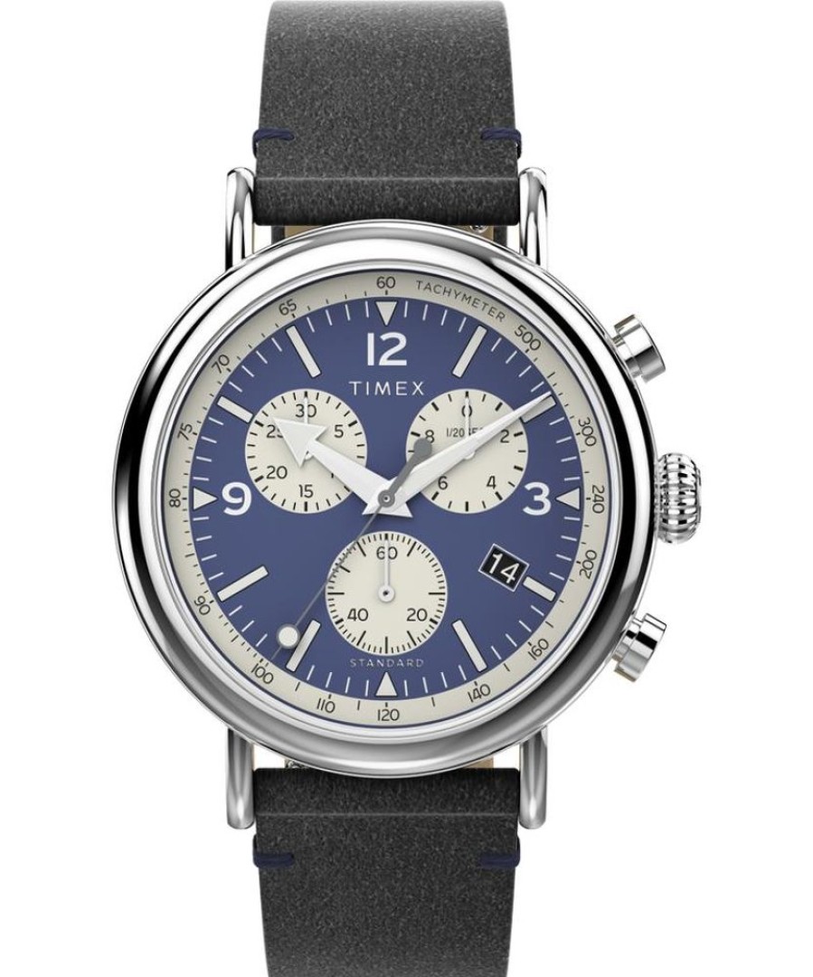 Watches Timex | Standard Chronograph 41Mm Eco-Friendly Leather Strap Watch