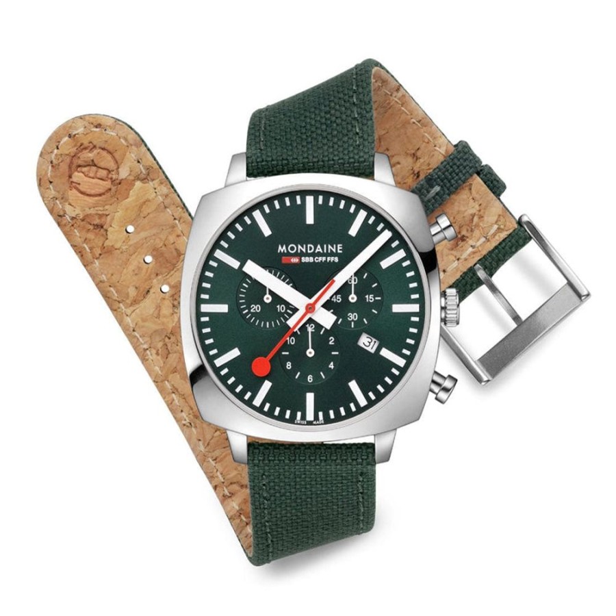 Watches Mondaine | Cushion Park Green Watch