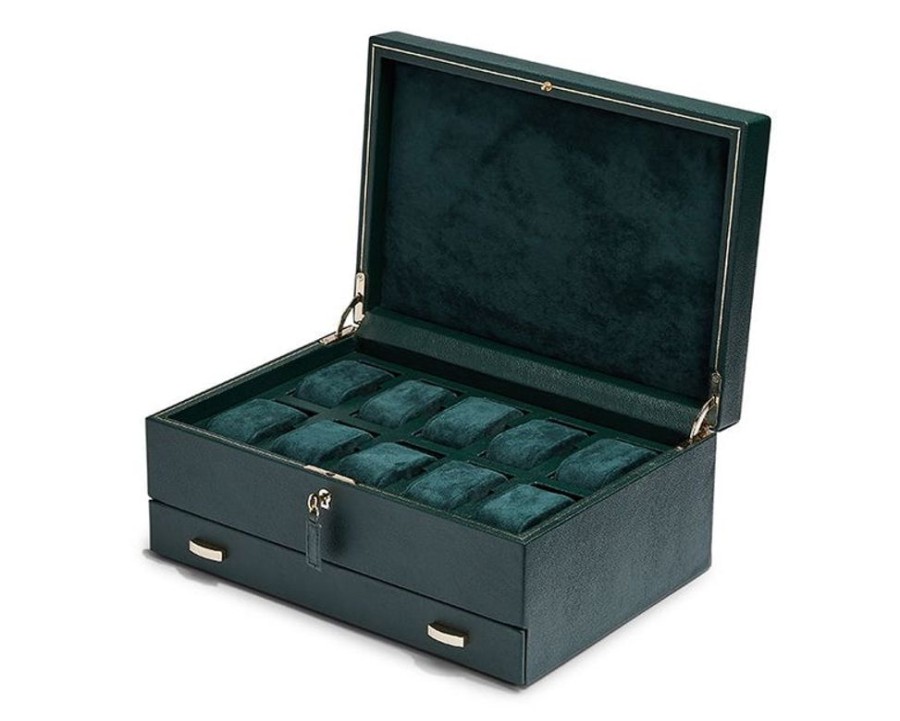 Accessories Wolf | British Racing Green 10 Piece Watch Box With Storage