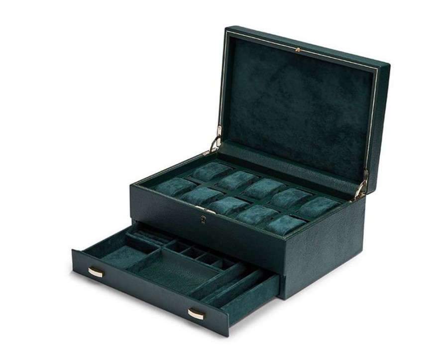 Accessories Wolf | British Racing Green 10 Piece Watch Box With Storage