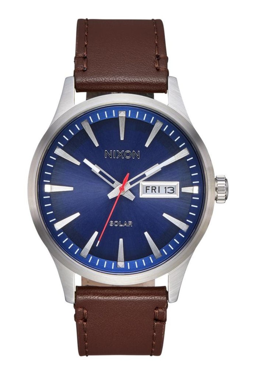 Watches Nixon | Sentry Solar Leather Blue Dial