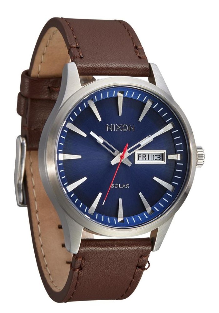 Watches Nixon | Sentry Solar Leather Blue Dial