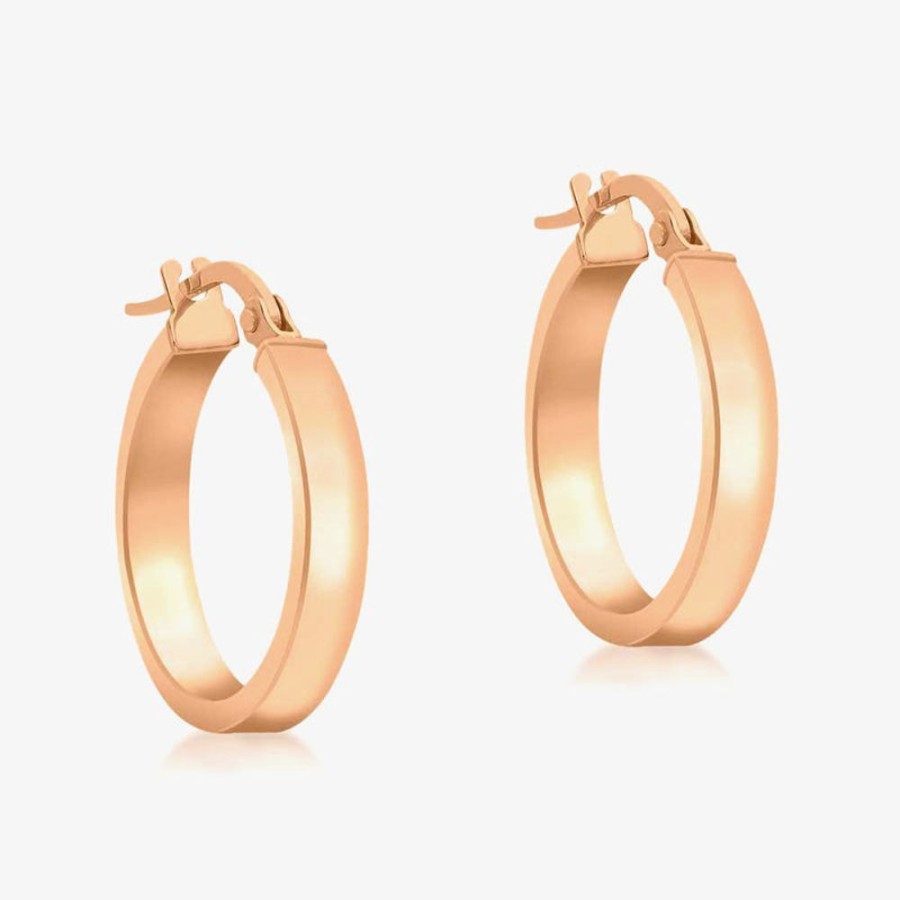 Jewellery Diamonds by WD | 9K Rose Gold Hollow Rectangular Tube Hoop Earrings 15Mm