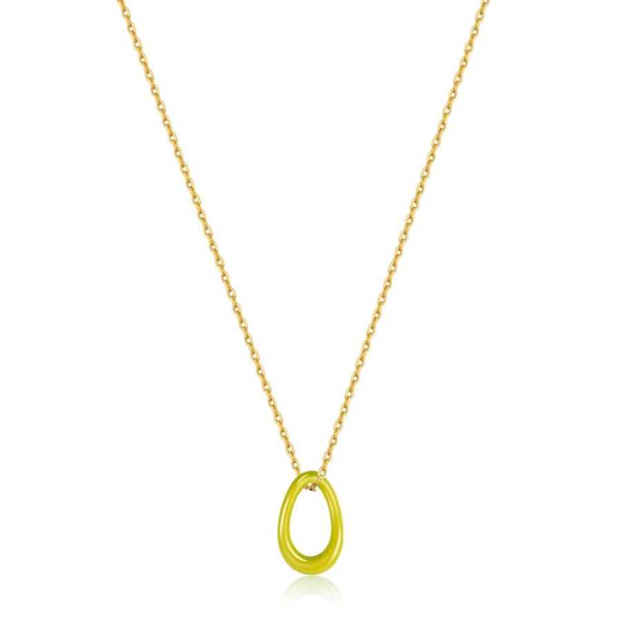 Jewellery Ania Haie | Neon Yellow Enamel Gold Twisted Pendant Necklace