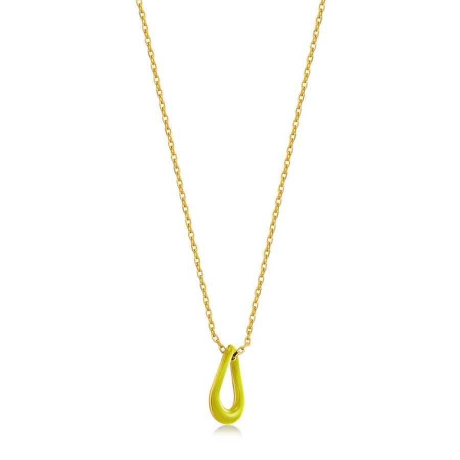 Jewellery Ania Haie | Neon Yellow Enamel Gold Twisted Pendant Necklace