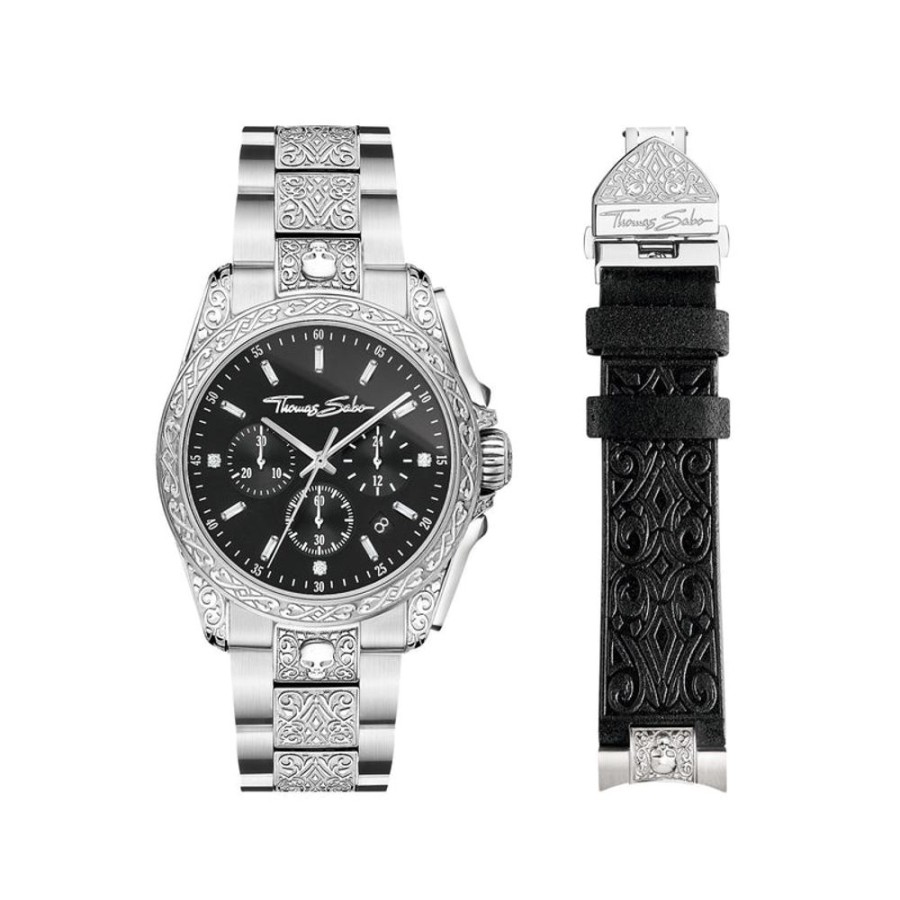 Watches Thomas Sabo | Thomas Sabo Men'S Watch Rebel At Heart Chronograph Silver