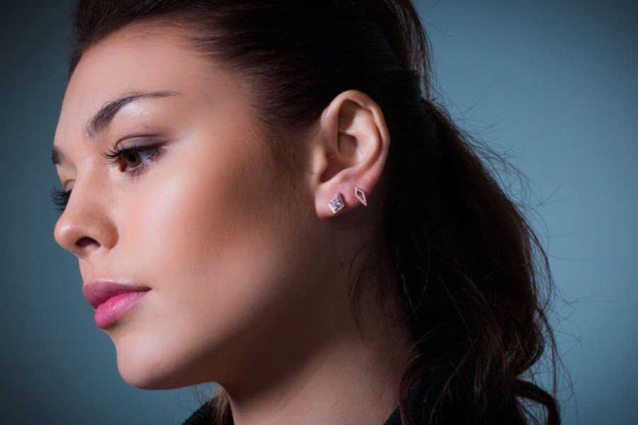 Jewellery Georgini | Georgini Rock Star Shield Rose Gold Earrings