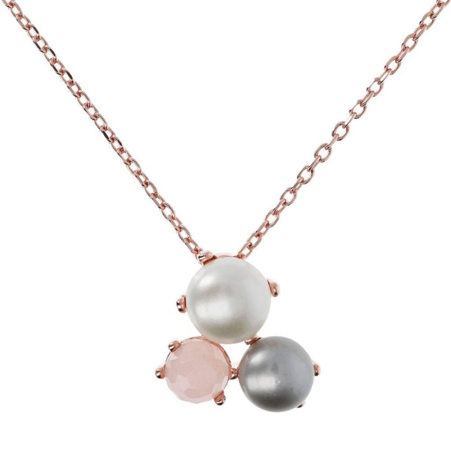 Jewellery Bronzallure | Pearl Small Cluster Necklace Grey Pearl