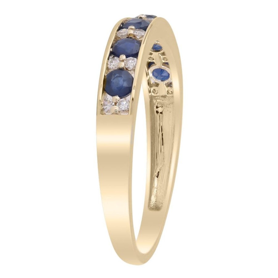 Jewellery Diamonds by WD | Sapphire Band Ring With 0.1Ct Diamonds In 9K Yellow Gold