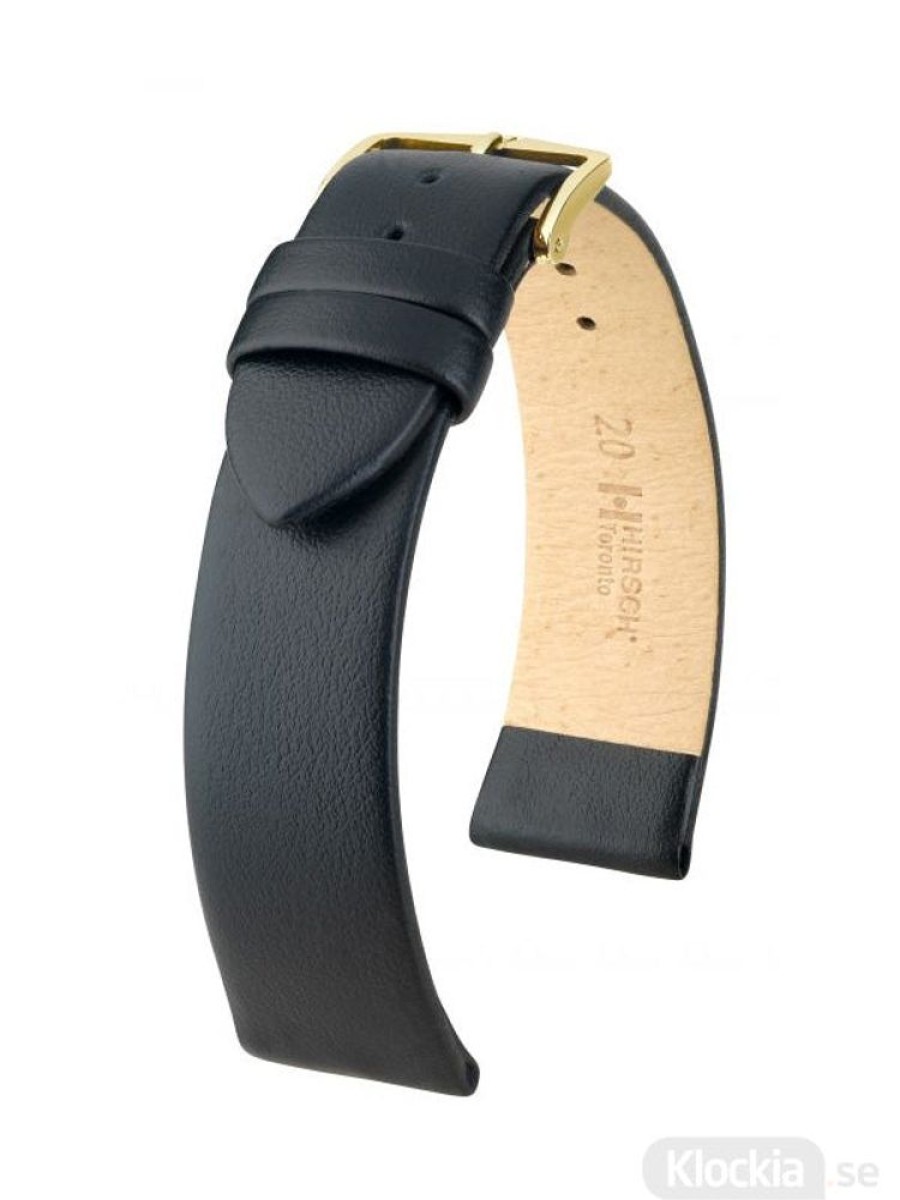 Accessories HIRSCH | Hirsch Toronto Small Gold Buckle Black Leather Band