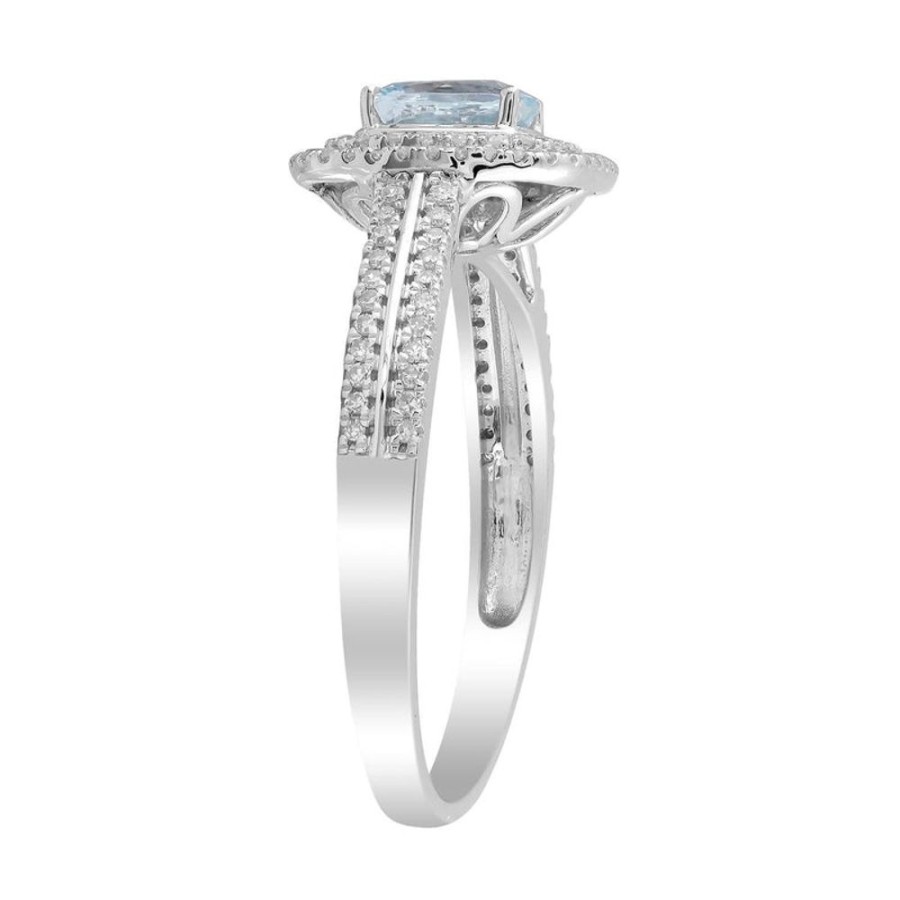 Jewellery Diamonds by WD | Aquamarine Ring With 0.33Ct Diamonds In 9K White Gold