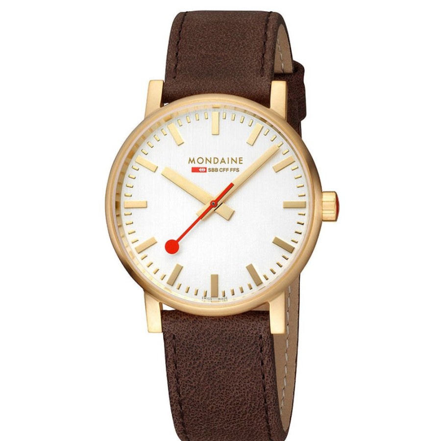 Watches Mondaine | Evo2 40Mm Silver Dial Leather Watch