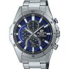 Watches Casio | Edifice Black With Blue Dial Chronograph Metal Band Watch