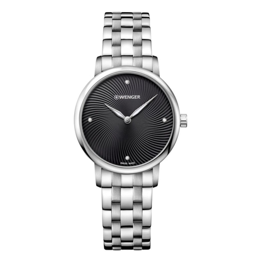 Watches Wenger | Urban Donnissima Black Dial Stainless Steel Watch