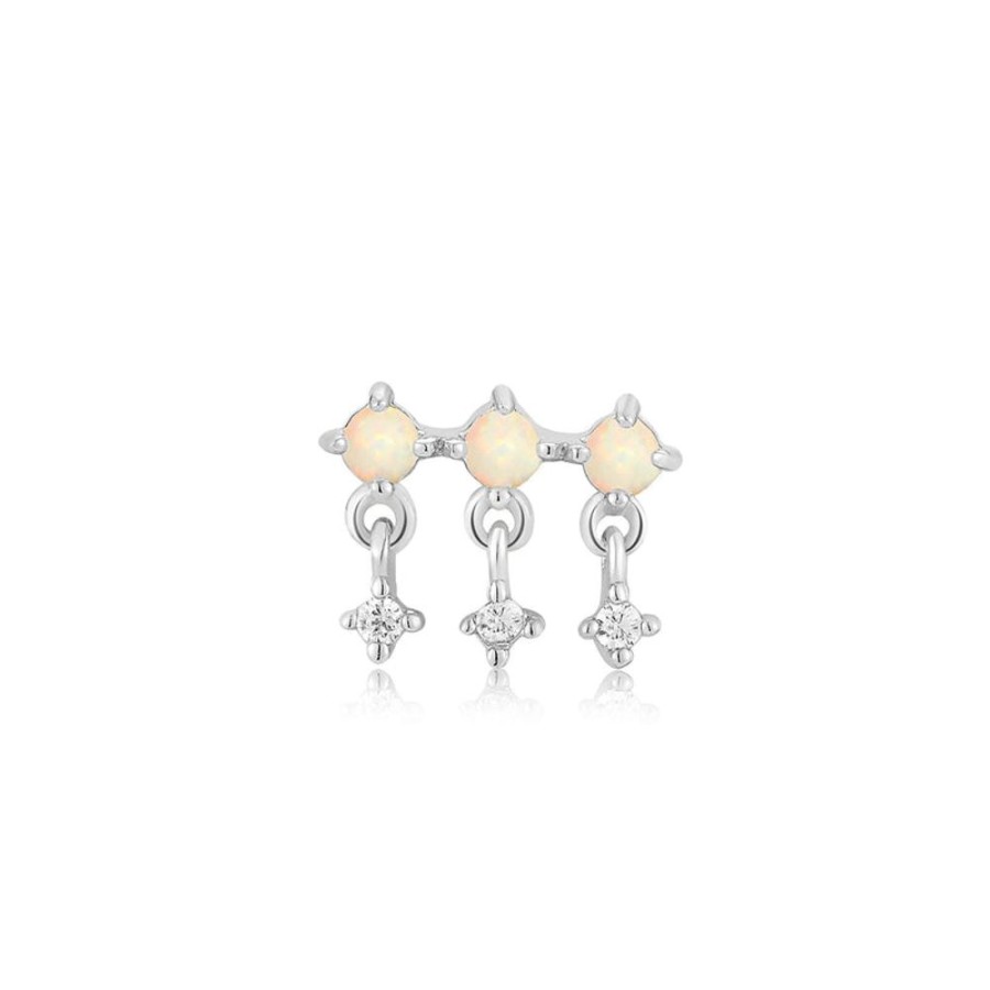 Jewellery Ania Haie | Silver Kyoto Opal Drop Sparkle Barbell Single Earring