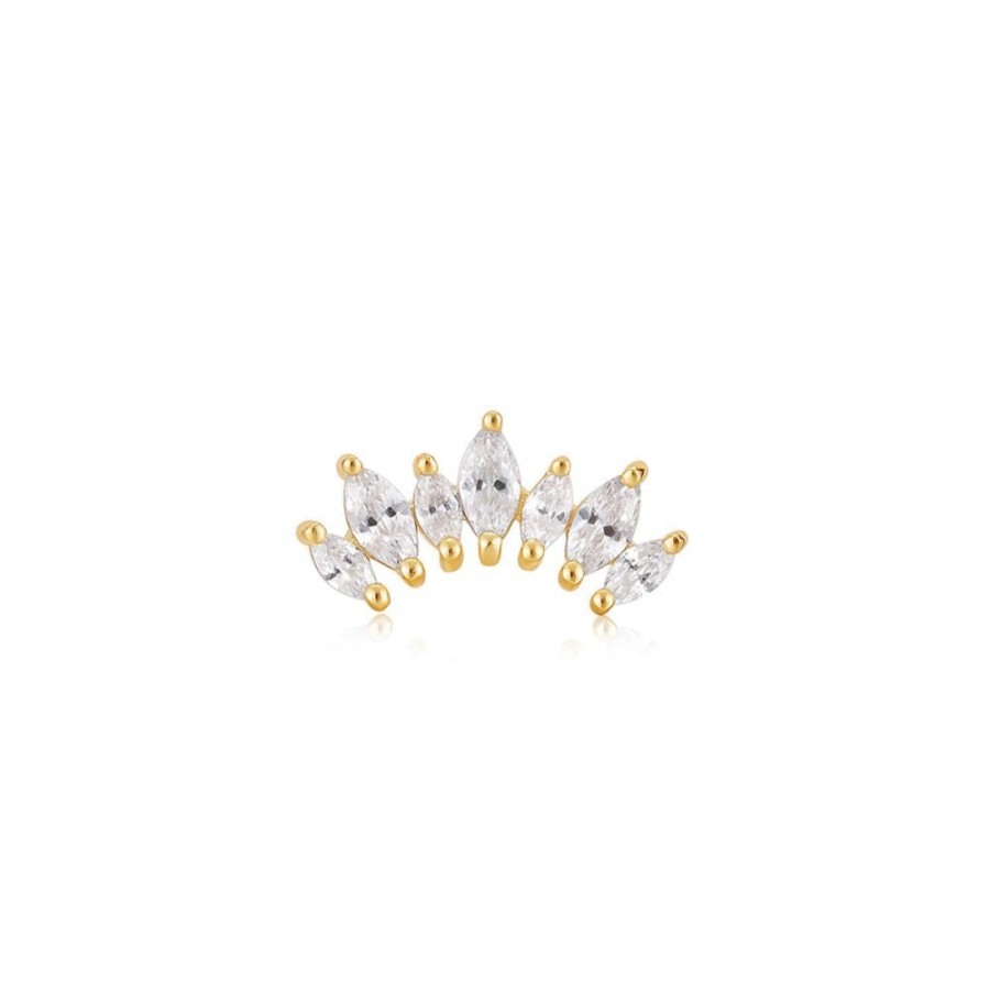 Jewellery Ania Haie | Gold Sparkle Marquise Climber Barbell Single Earring