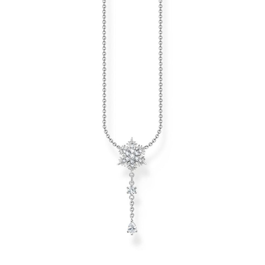 Jewellery Thomas Sabo | Thomas Sabo Necklace Snowflake With White Stones Silver