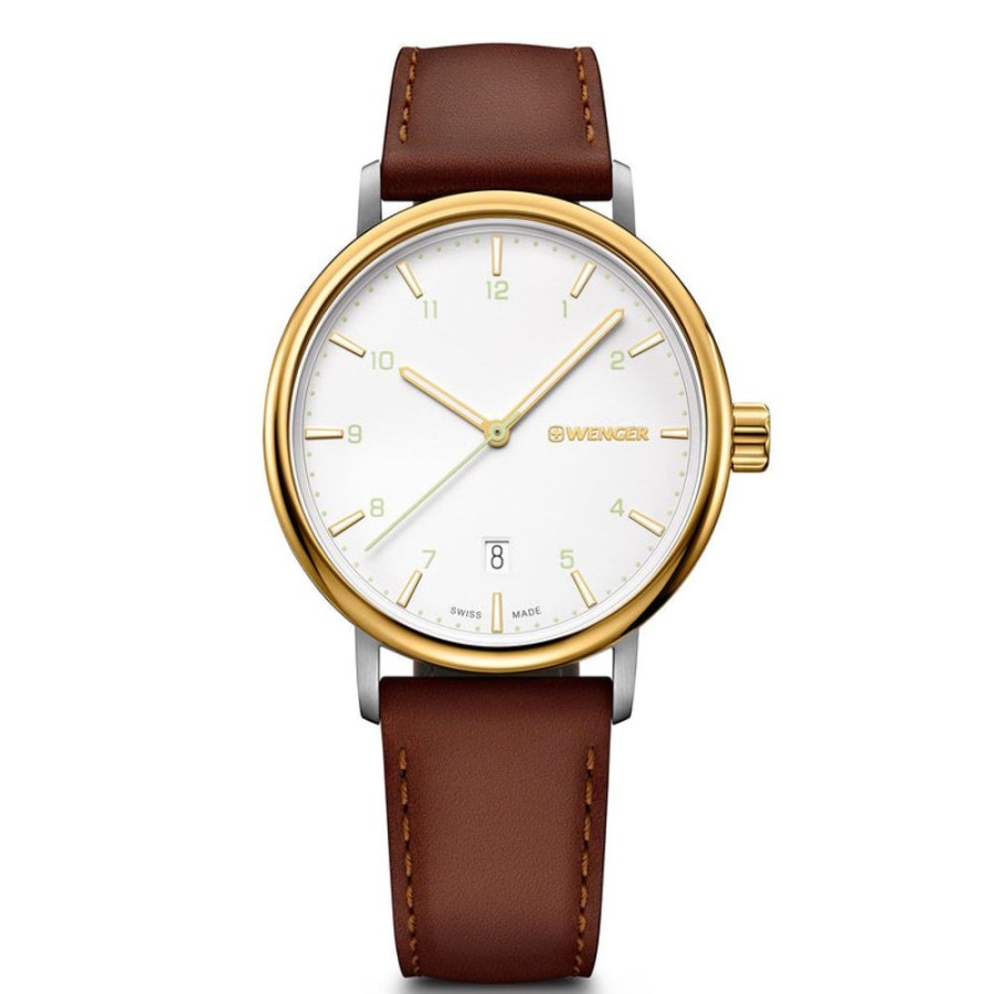 Watches Wenger | Urban Classic Silver Dial Brown Leather Watch