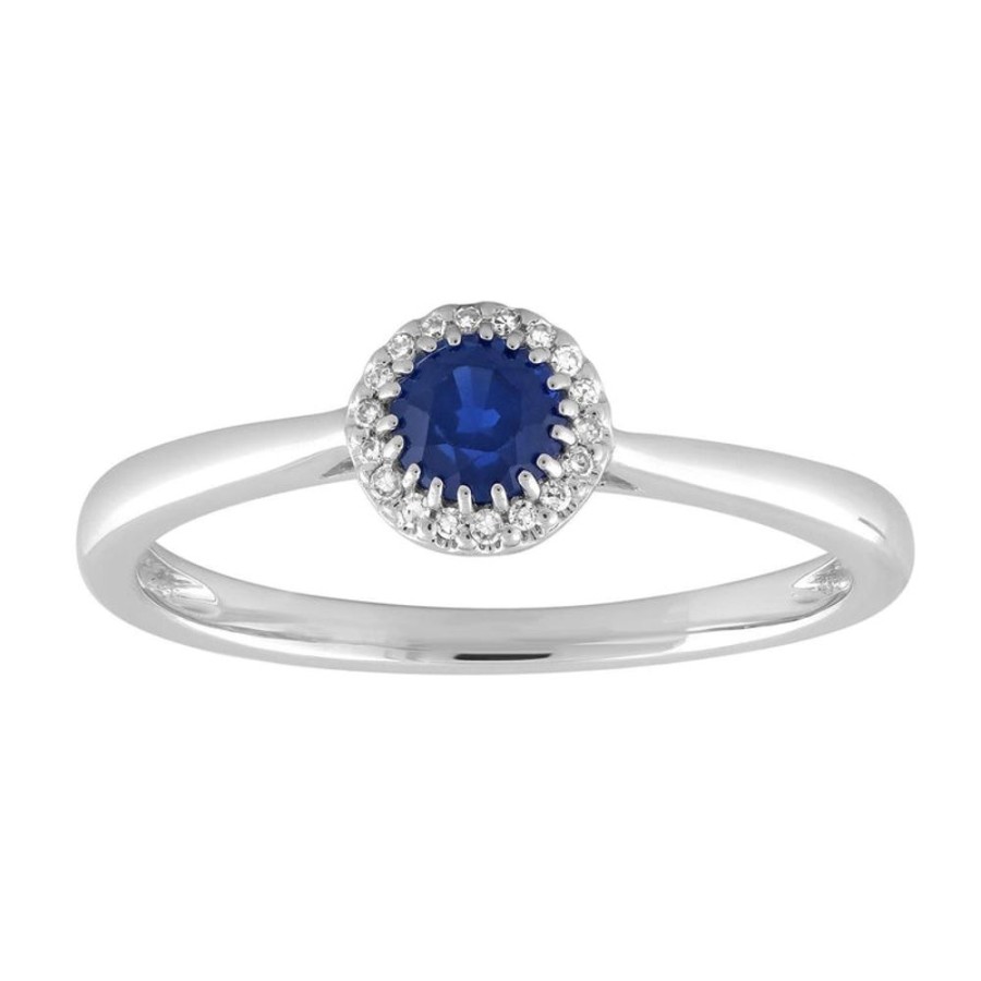 Jewellery Diamonds by WD | Sapphire Ring With 0.03Ct Diamond In 9K White Gold