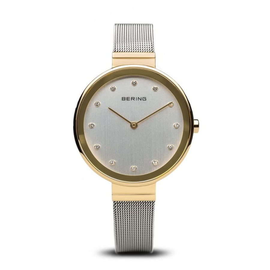 Watches Bering | Classic Polished Gold Silver Mesh Watch