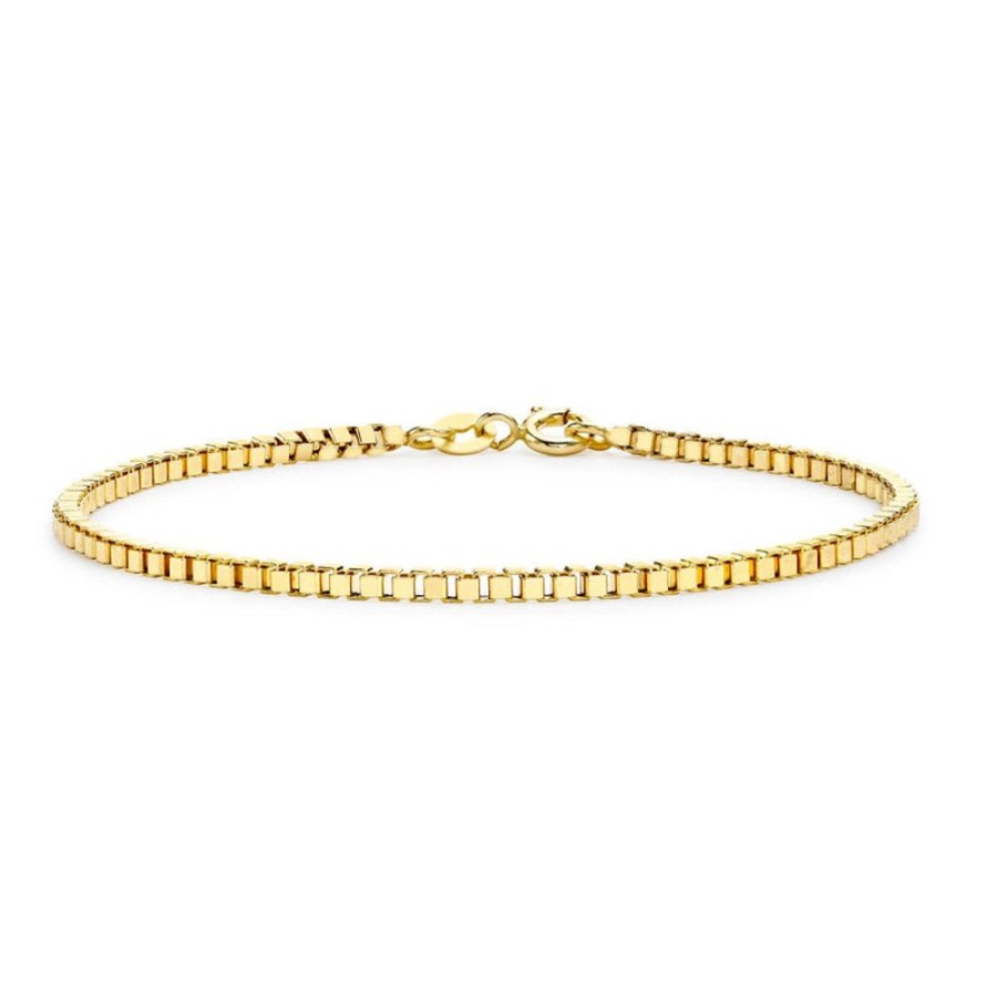 Jewellery Diamonds by WD | 9K Yellow Gold Hollow Box Bracelet 19Cm