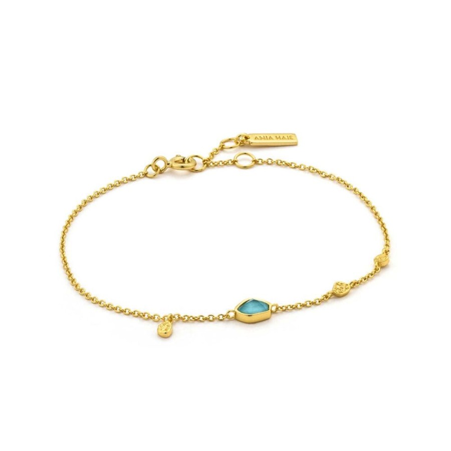 Jewellery Ania Haie | Turquoise Discs Bracelet - Gold