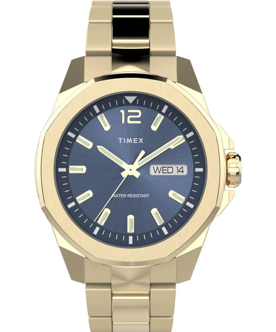 Watches Timex | Chicago 44Mm Stainless Steel Blue Dial Watch