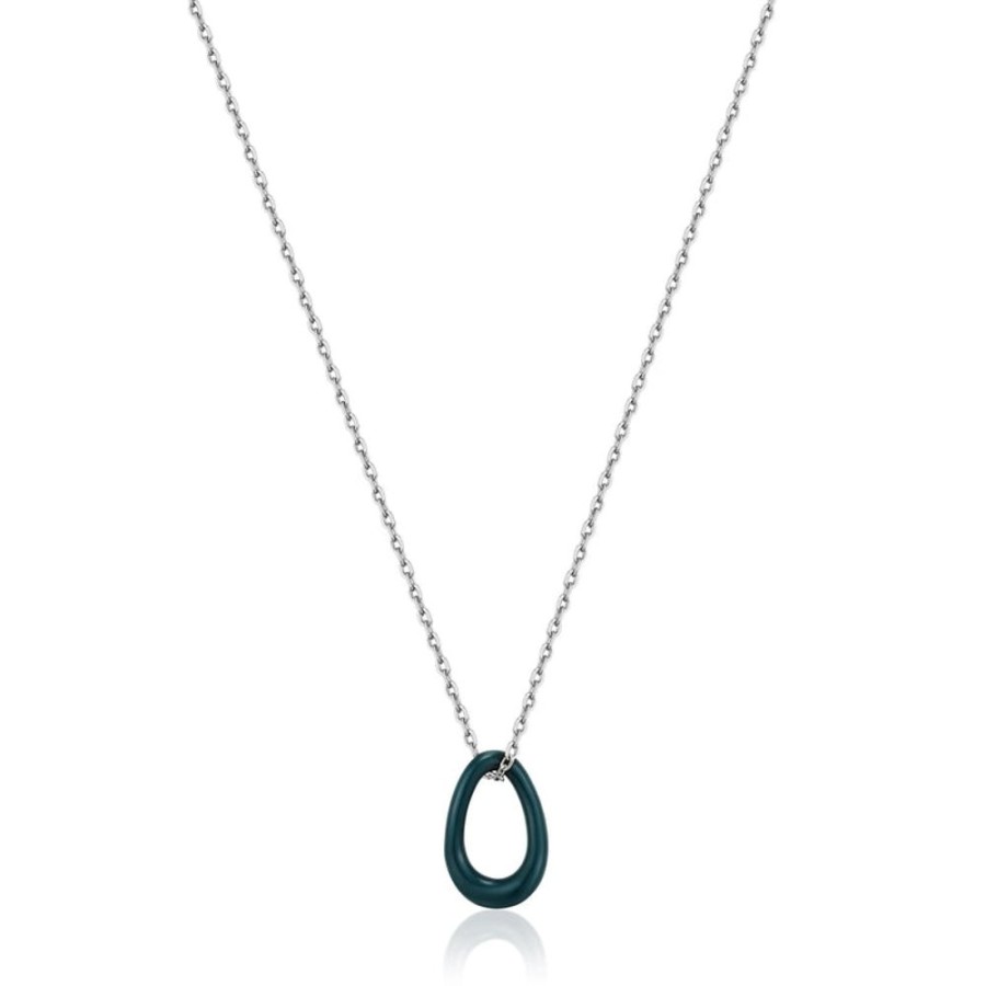 Jewellery Ania Haie | Forest Green Enamel Silver Twisted Pendant Necklace