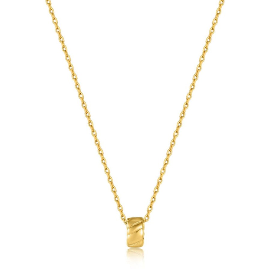 Jewellery Ania Haie | Gold Smooth Twist Pendant Necklace