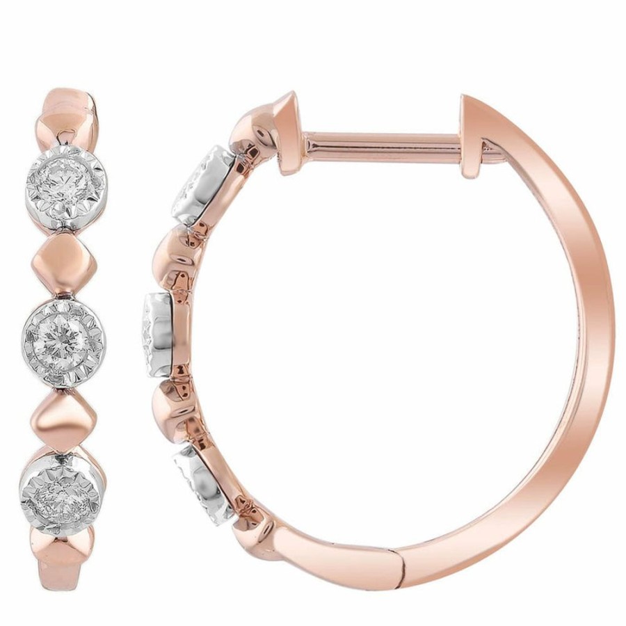 Jewellery Diamonds by WD | Hoop Earrings With 0.10Ct Diamonds In 9K Rose Gold