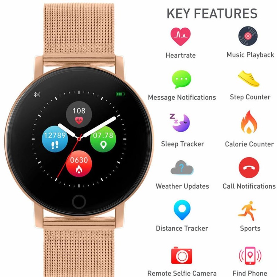 Watches Reflex Active | Series 5 Rose Gold Mesh Smart Watch