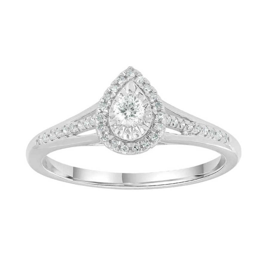 Jewellery Diamonds by WD | Pear Ring With 0.2Ct Diamonds In 9K White Gold