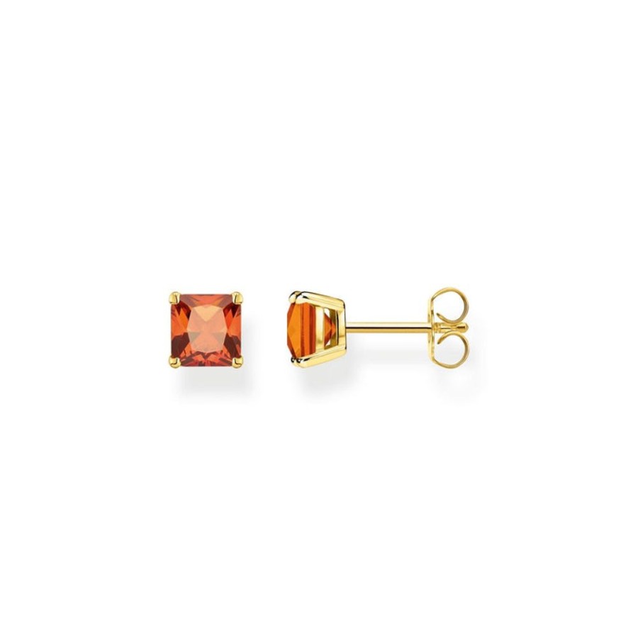 Jewellery Thomas Sabo | Thomas Sabo Ear Studs Orange Stone Gold