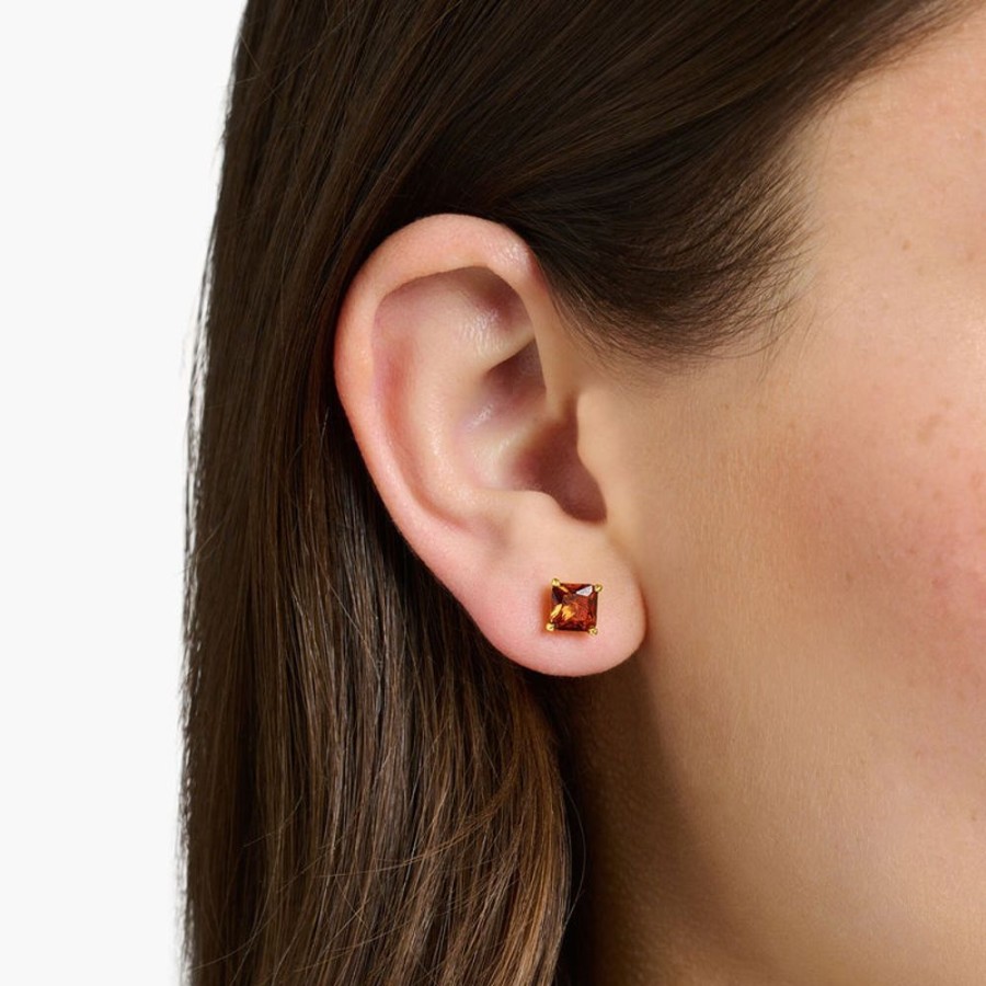 Jewellery Thomas Sabo | Thomas Sabo Ear Studs Orange Stone Gold